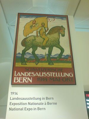 Plakat der Schweizerischen Landesausstellung in Bern 1914 nach dem mit dem 1. Preis ausgezeichneten Entwurf von Emil Cardinaux, Bern, ausgeführt von der graphischen Anstalt J. E. Wolfensberger, Zürich (Quelle. bern-1914.org)