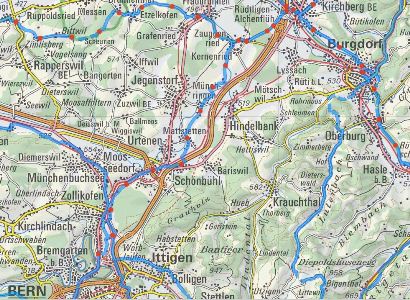 Karte Veloweg Bern  - Zollikofen - Burdorf