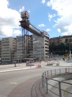 Der Lift Katarinahissen bietet eine schöne Aussicht über Slussen